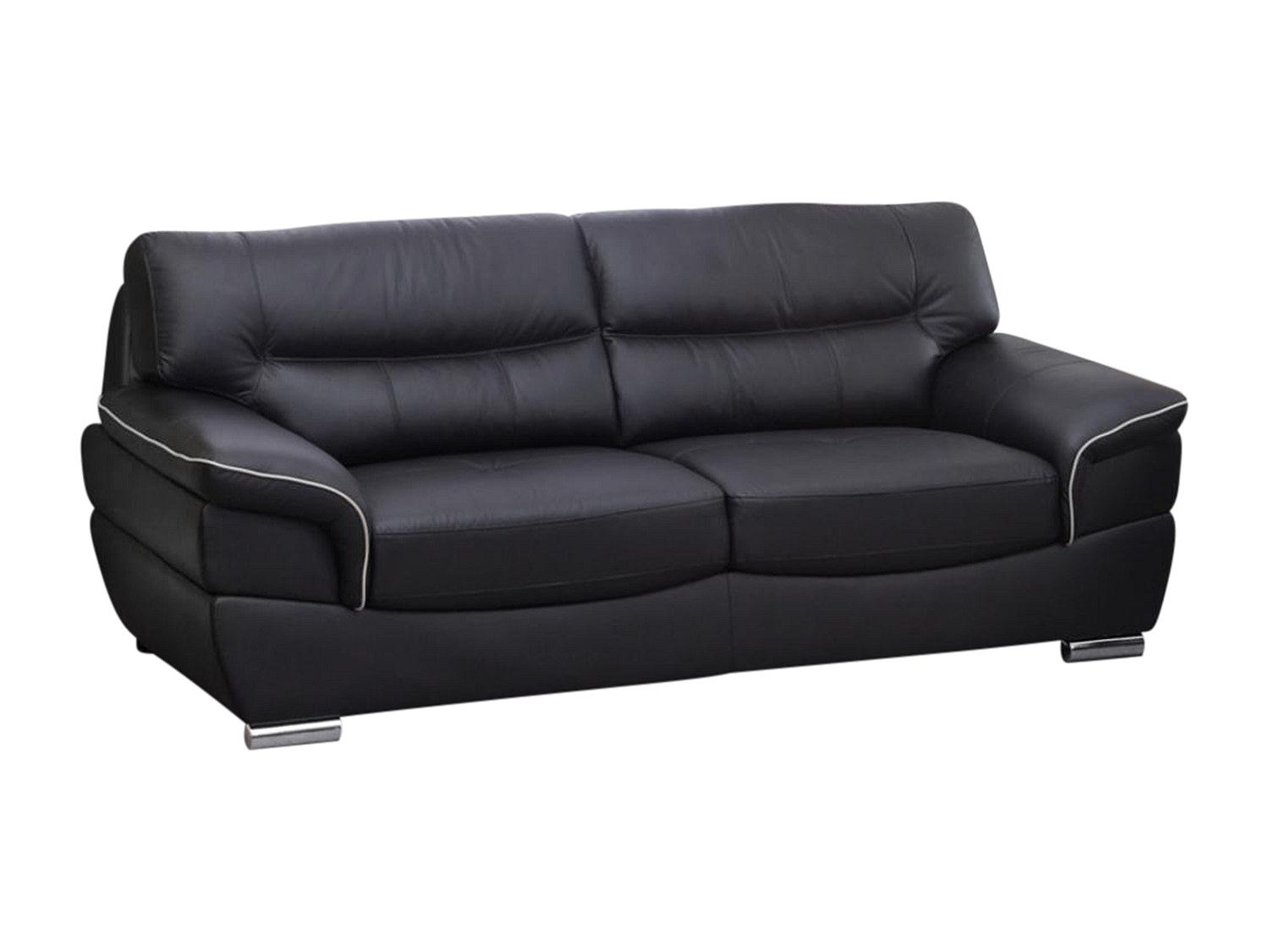 Couchgarnitur Leder 3+2 - Schwarz - THIBAULT