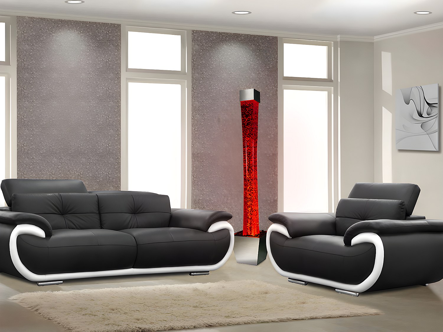 Wasserblasensäule mit Topf - LED-Lampen mit wechselnden Farben - H. 183 cm - GOBIE