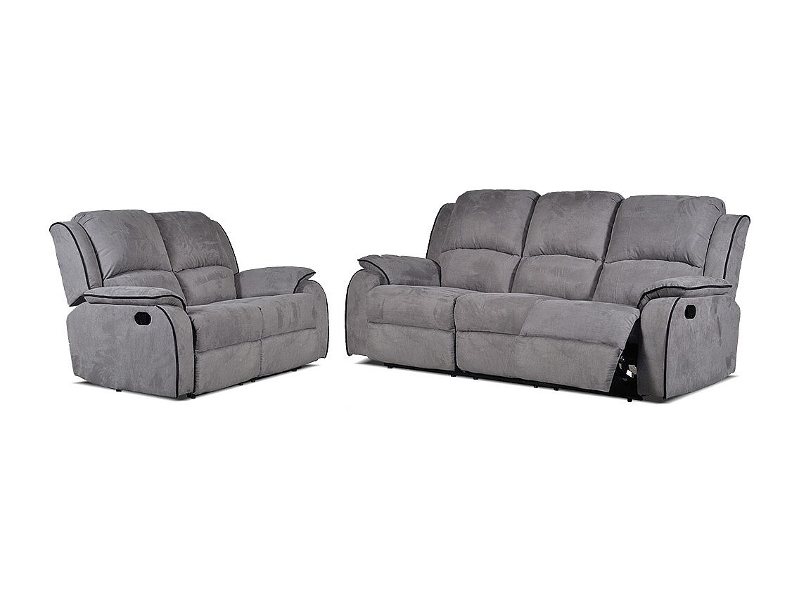 Couchgarnitur Relax 3+2 - Microfaser - Grau - HERNANI