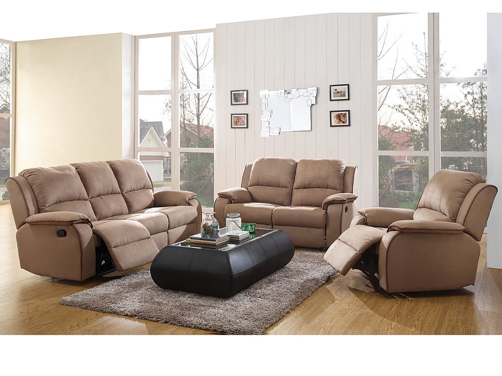 Couchgarnitur Relax 3+1 - Microfaser - Schwarz - HERNANI