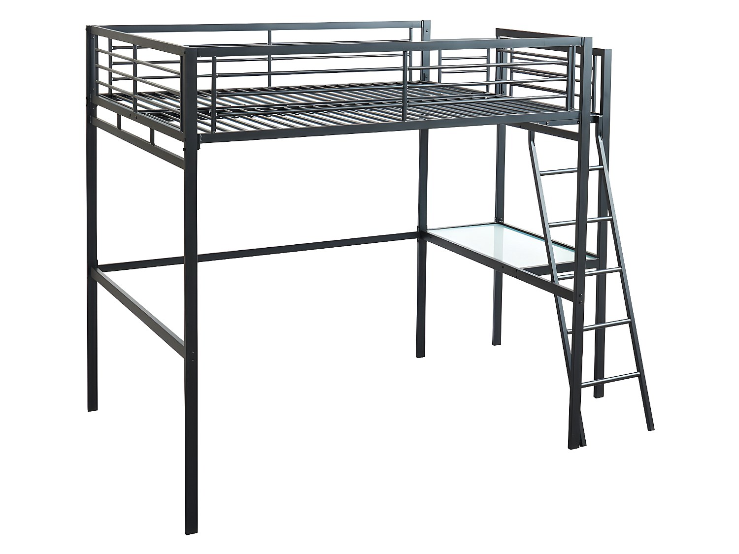 Set: Hochbett mit Schreibtisch + Matratze - 140 x 190 cm - Anthrazit - CASUAL II