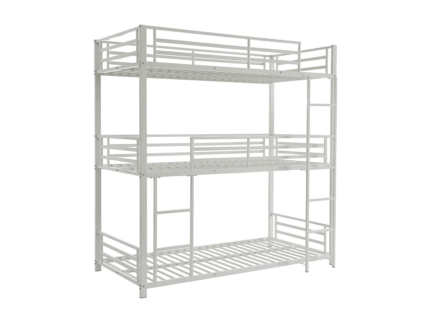 Etagenbett - 3 Personen - 3 x 90 x 190 cm - Metall - Weiß - ELOUAN III