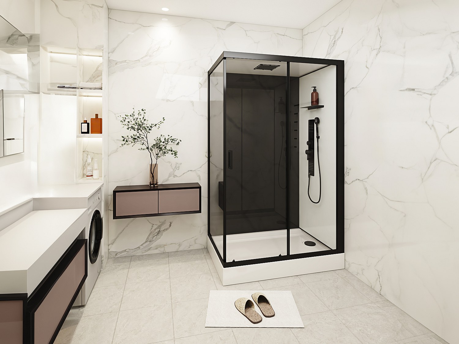 Duschkabine mit Hydromassage - Beidseitige Installation - 110 x 80 x 215 cm - FOMIRA