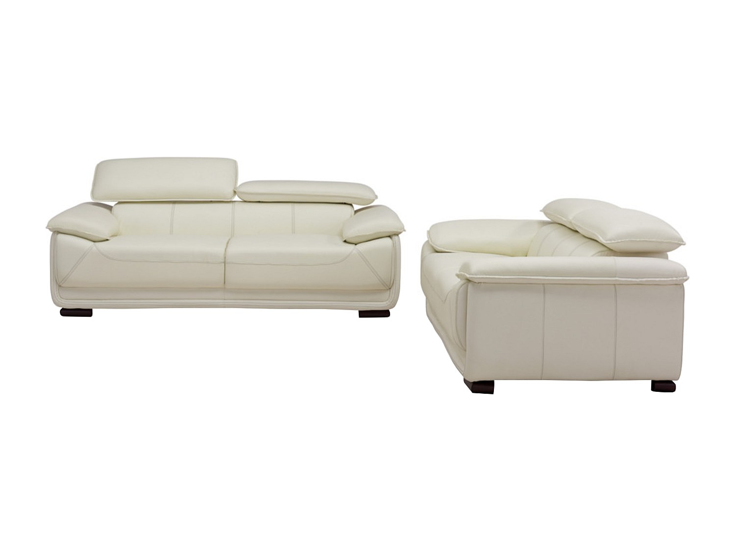 Couchgarnitur Leder 3+2 - Elfenbein - MACELO