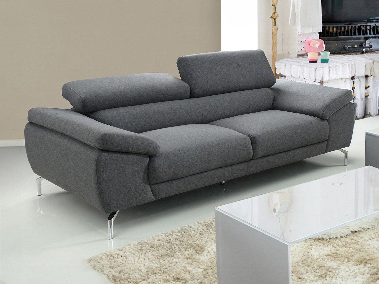 Sofa 3-Sitzer - Stoff - Grau - GRETEL