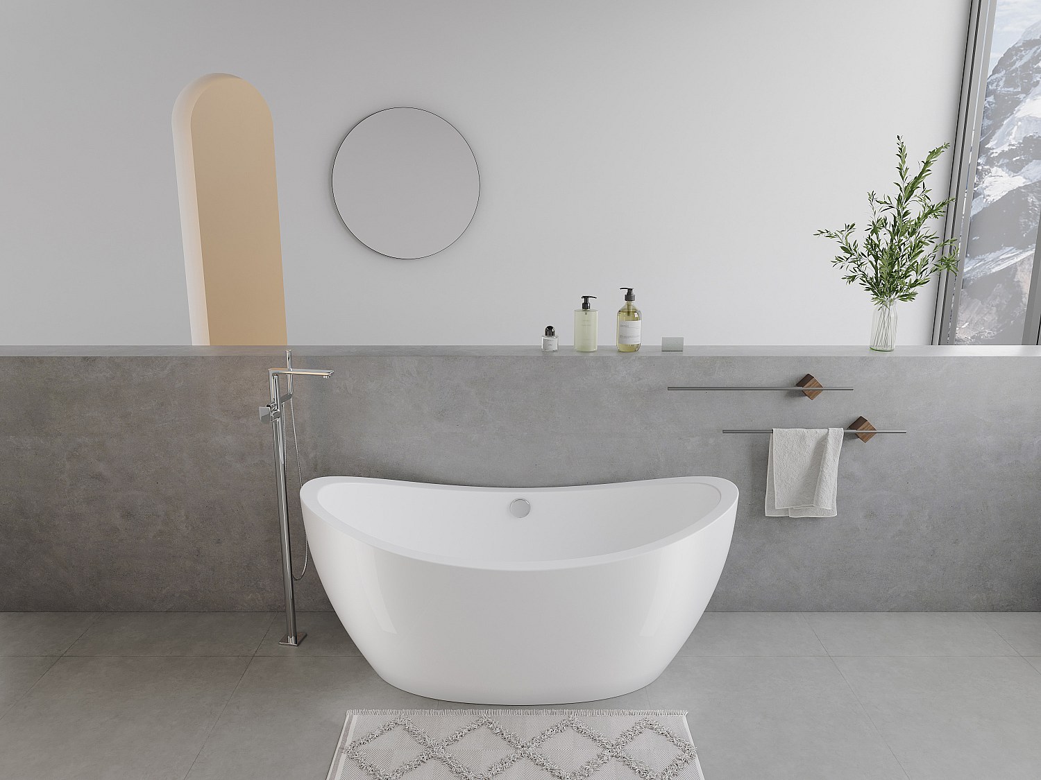 Freistehende Design-Badewanne 170 x 83 x 77 cm Weiß 225 L ALDA