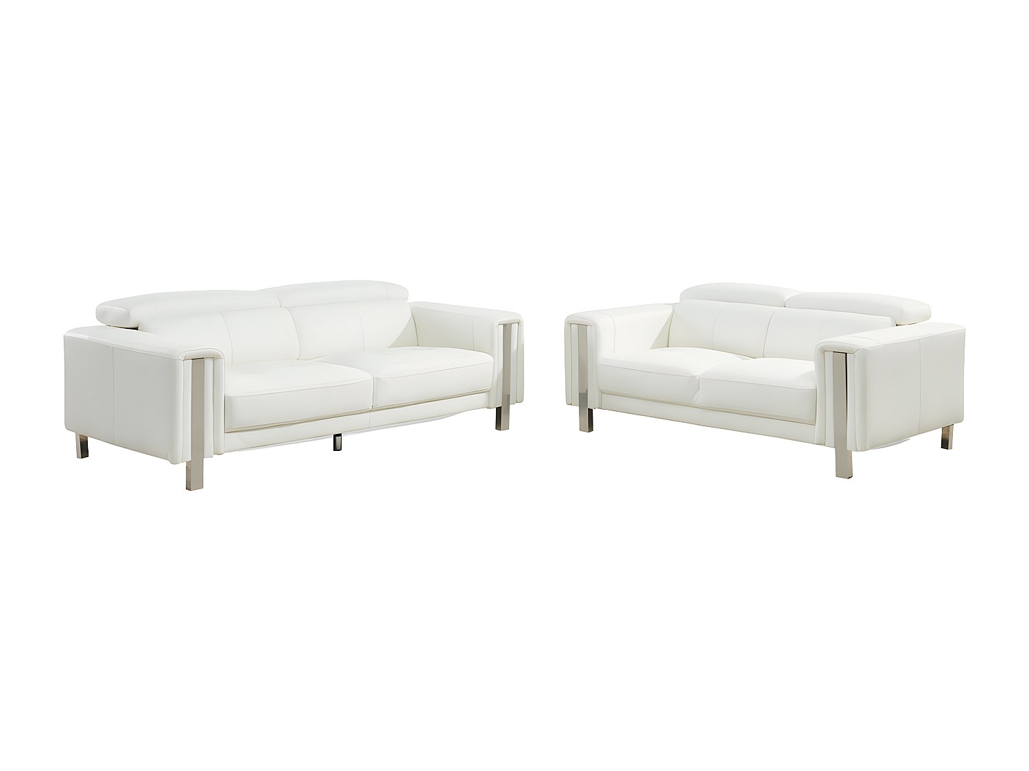 Couchgarnitur 3+2 - Kunstleder - Weiß - MAROUA
