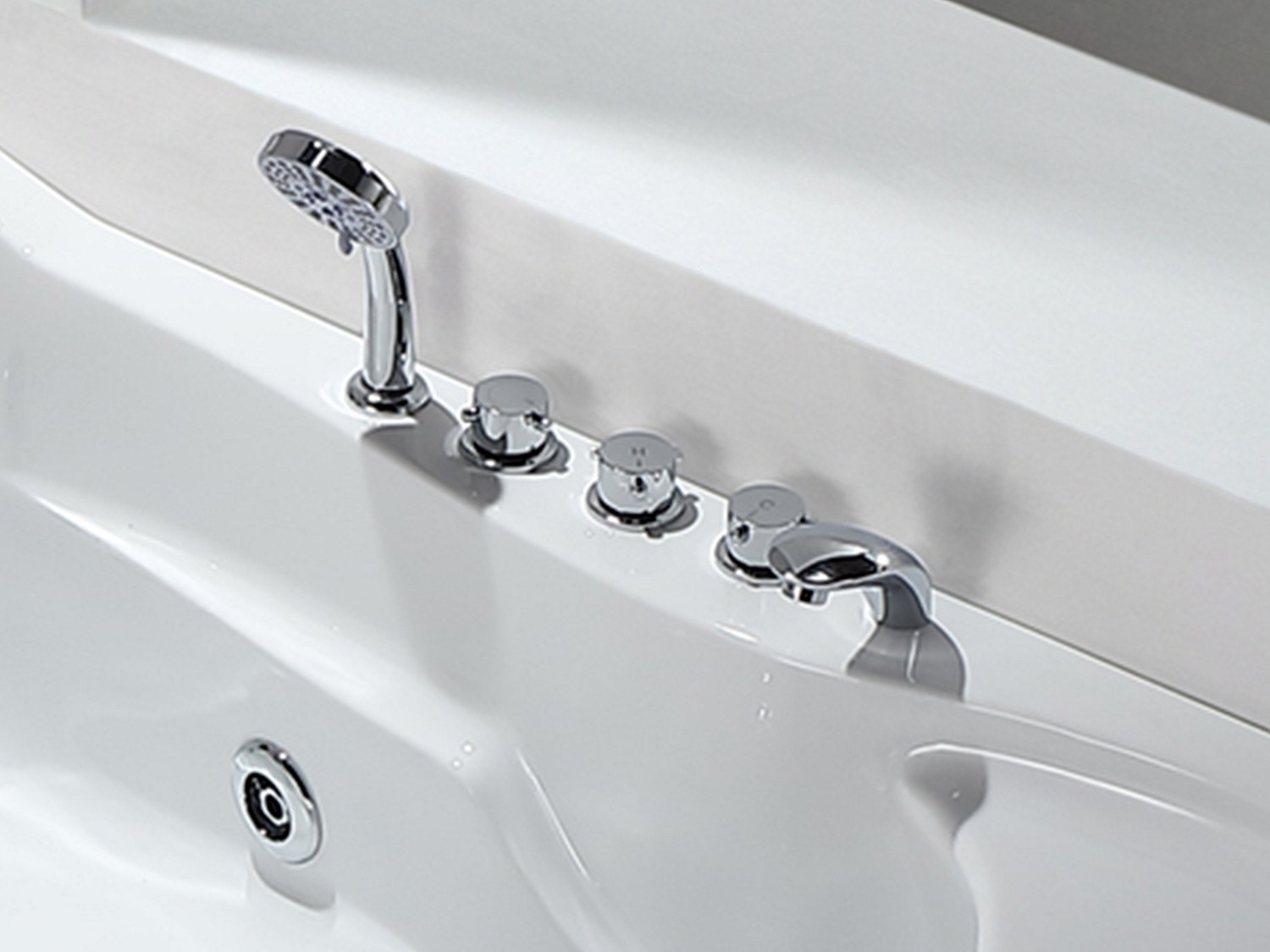 Whirlpool Badewanne - 2 Personen - 385 L - 181 x 121 x 65 cm - Ecke Links - Weiß - RAFINA