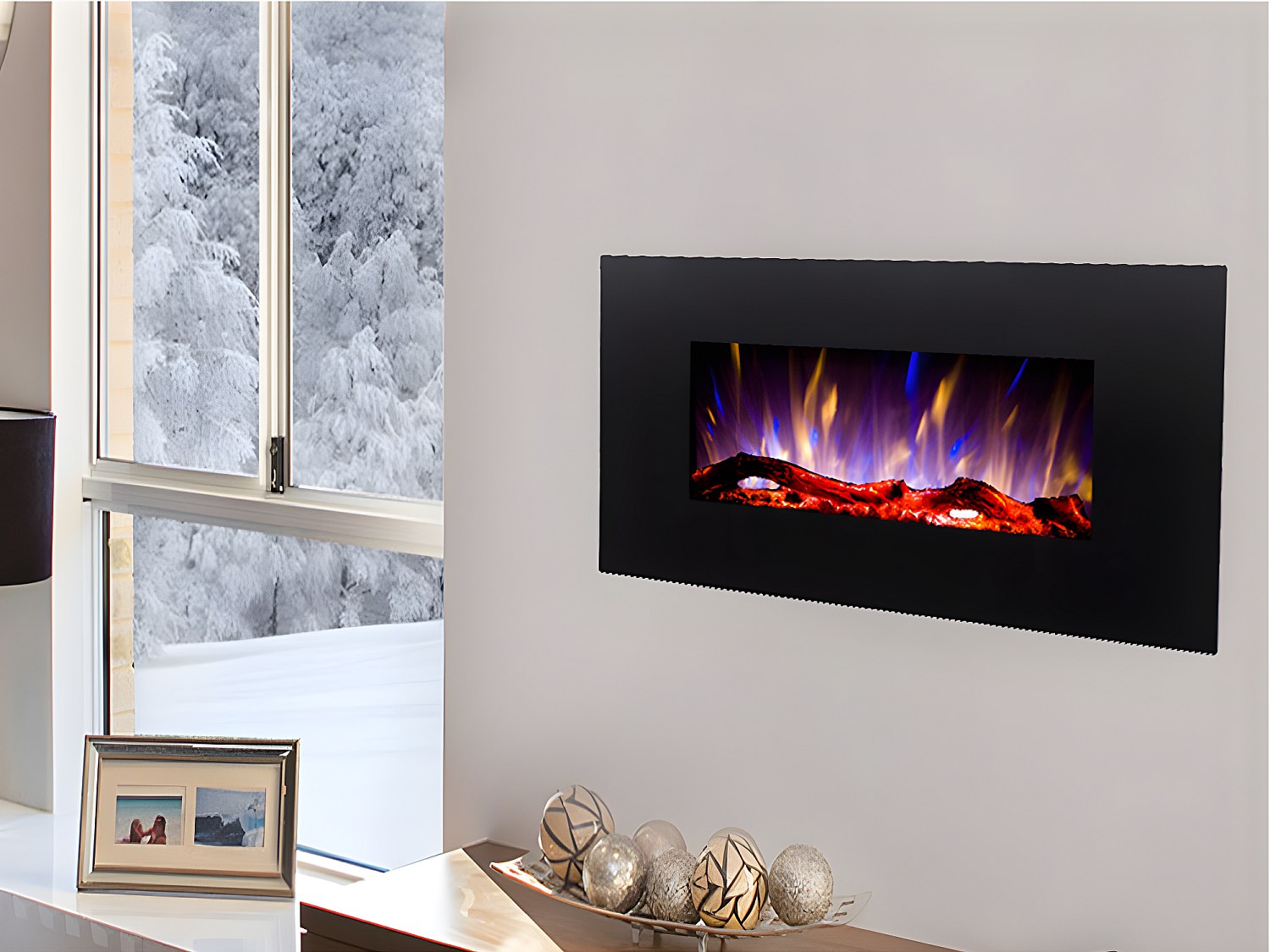 LED-Elektrokamin Wandkamin - Schwarz - CHANDELA