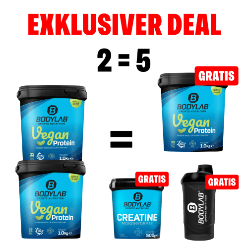 EXKLUSIVER DEAL: 5für2 Vegan Protein-Powerpack mit Gratis Vegan Protein + Creatine + Shaker