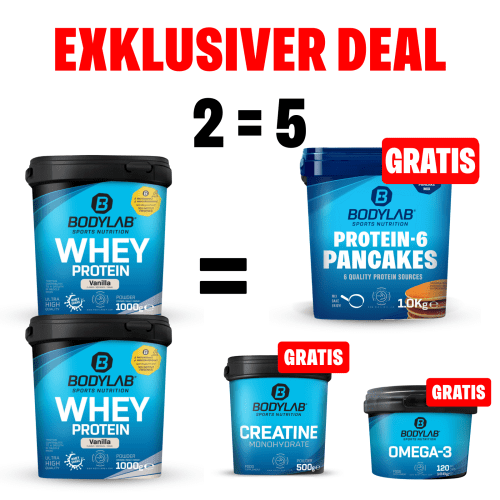 EXKLUSIVER DEAL: 5Für2 Protein-Powerpack mit Gratis Protein-6 Pancakes + Creatine + Omega-3