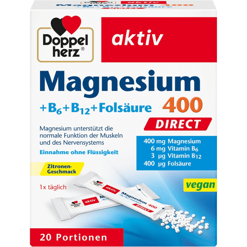 Magnesium 400 + B-Vitamine direct (20 Portionsbeutel)