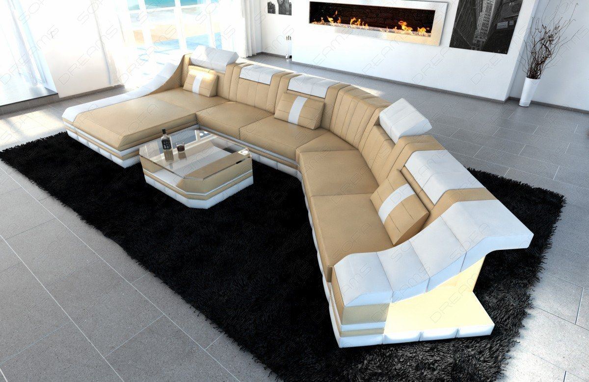 Mini Leder Wohnlandschaft Turino CL mit LED