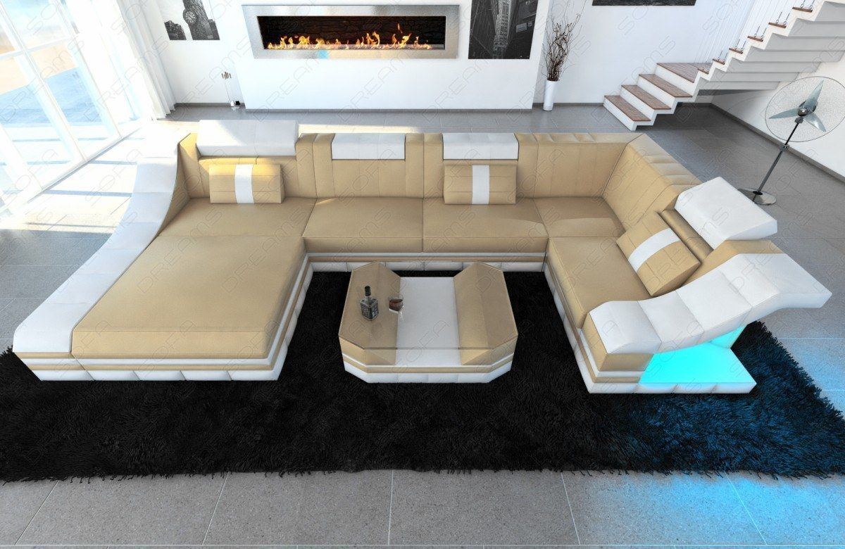 Mini Moderne Wohnlandschaft Turino U-Form mit LED