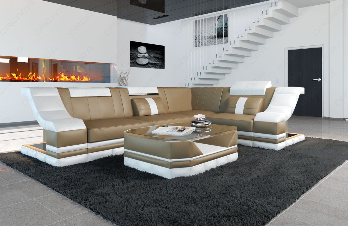 Mini Ecksofa Bianchi aus Leder