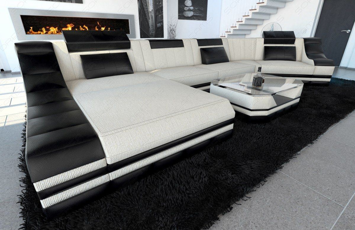 Mini New Look Polster Wohnlandschaft Turino C-Form LED