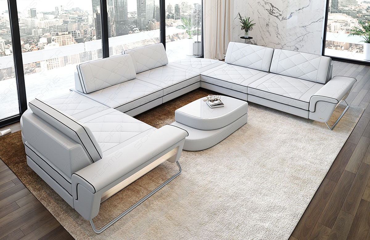 Leder Wohnlandschaft Rotello – Komfort & Stil