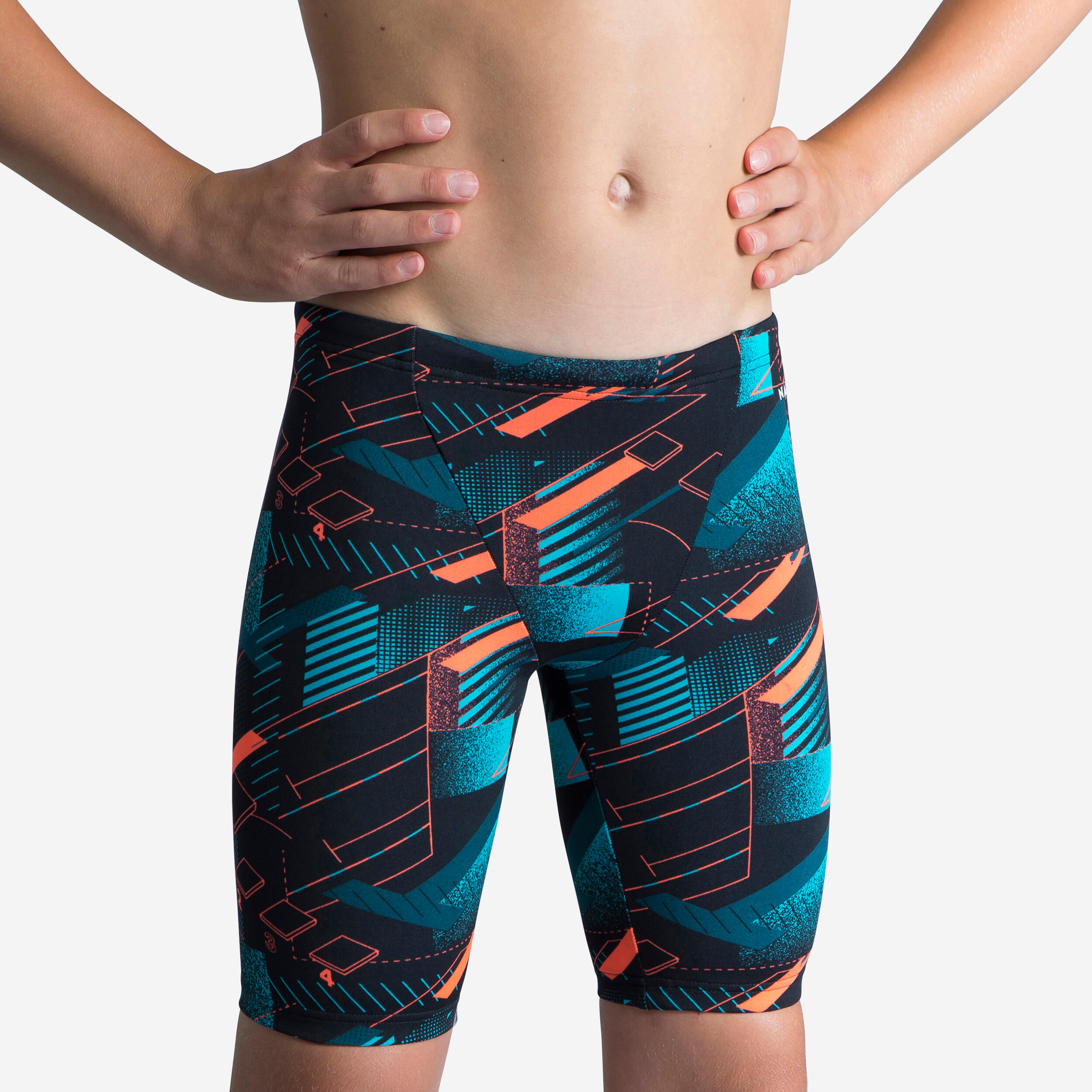 Badehose Jammer Jungen - Fitib schwarz/türkis