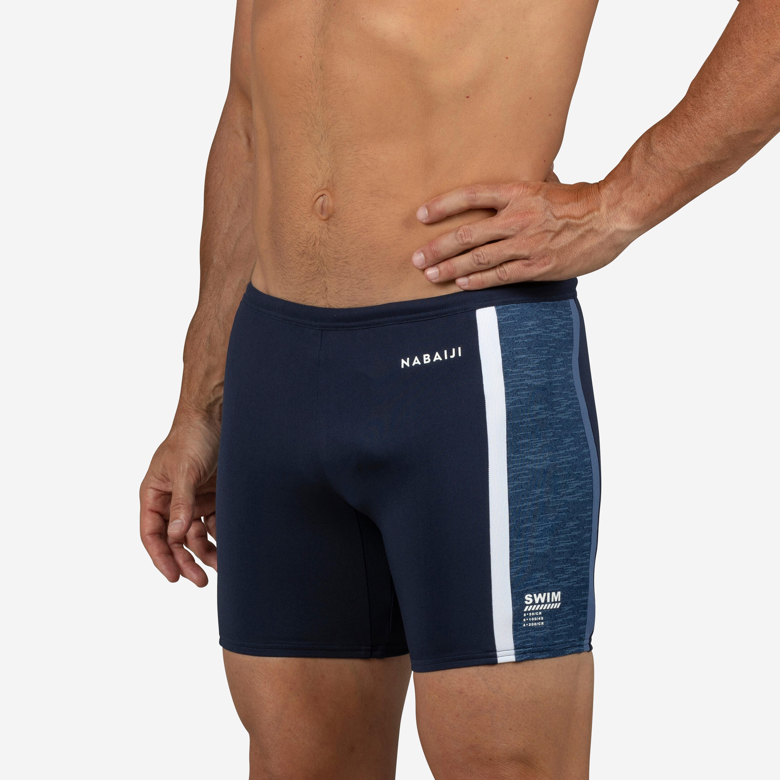 Badehose Boxer lang ‒ Yoko Mala blau/weiss