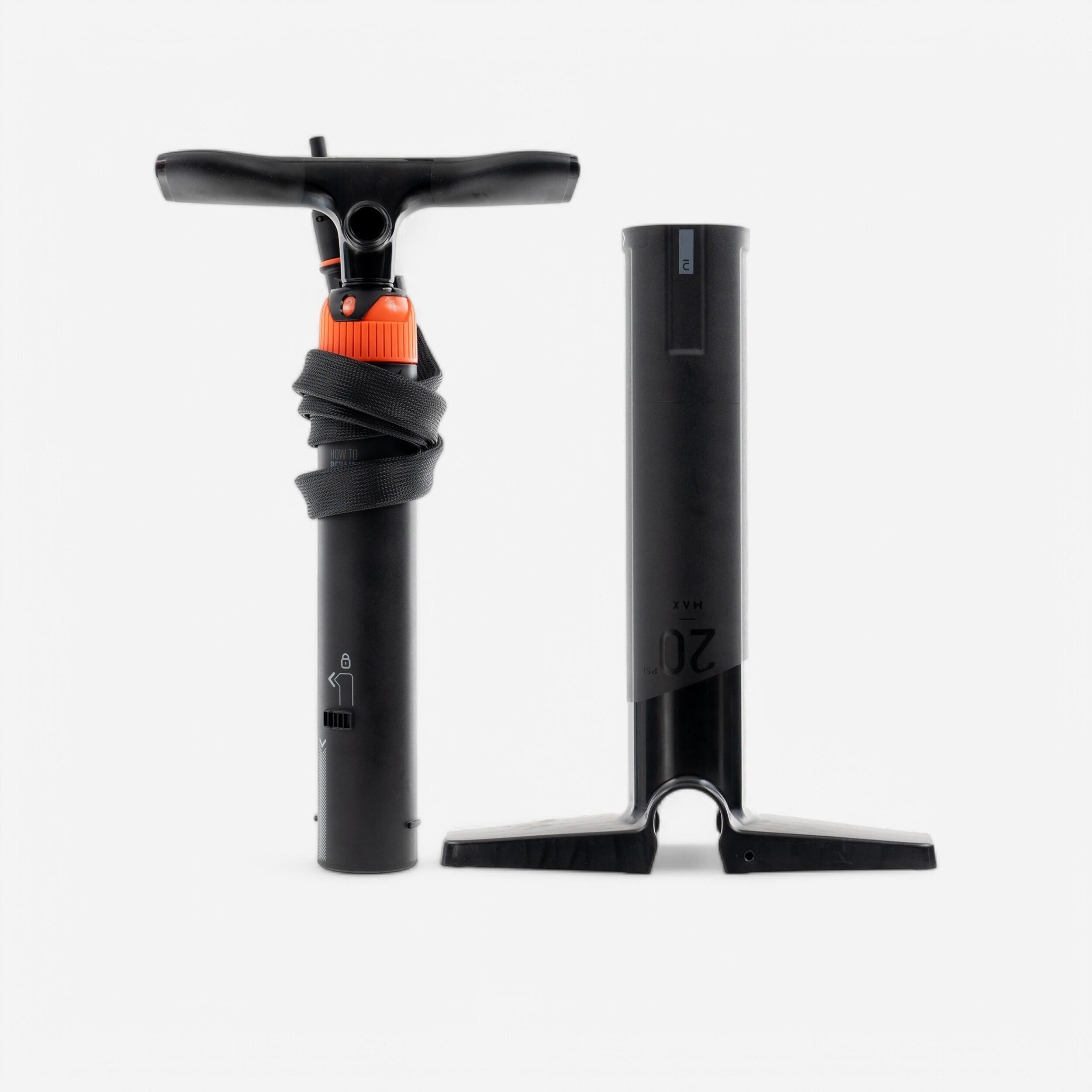 Pumpe kompakt Doppelhub für Stand-Up-Paddle und Kajak Hochdruck 0–20 PSI