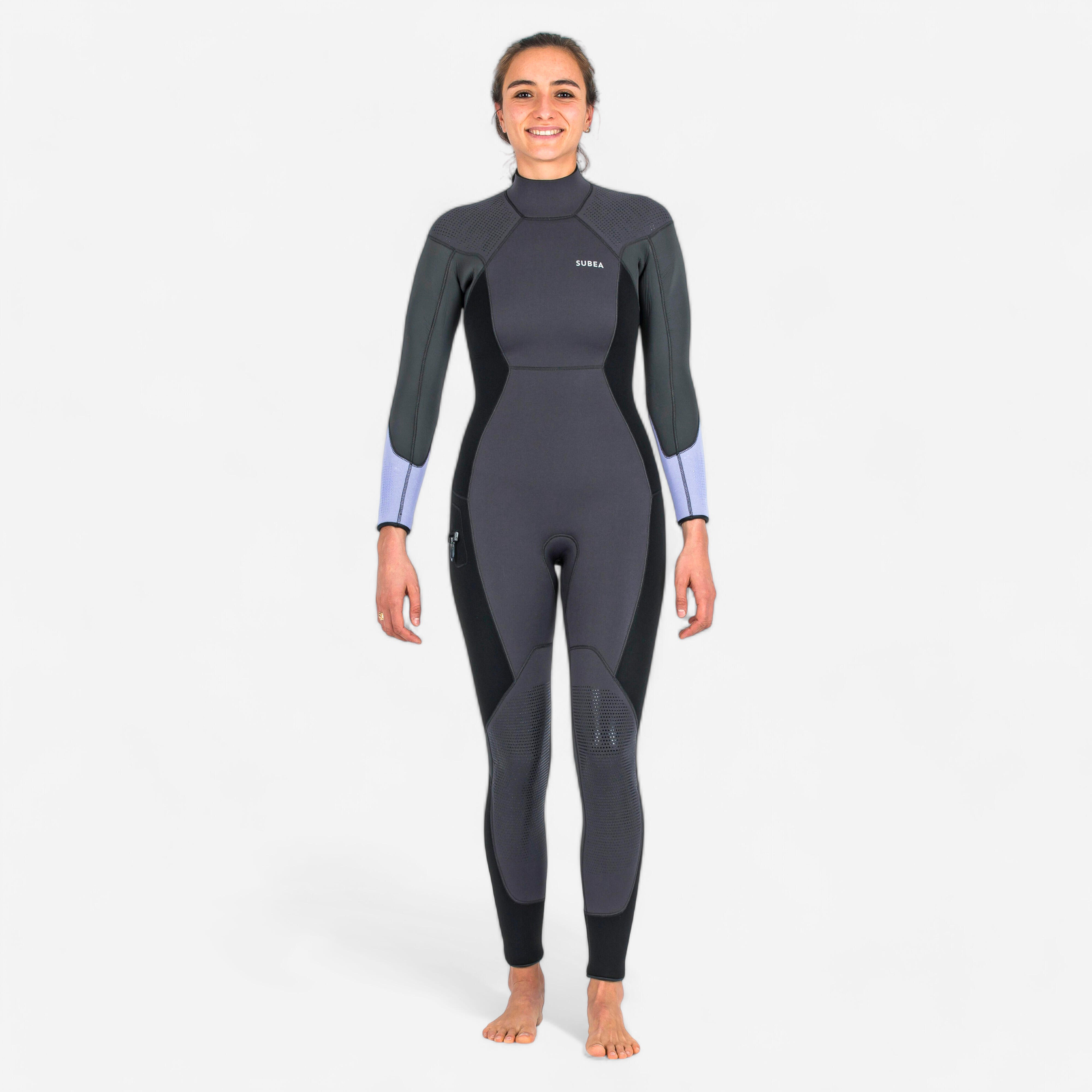 Neoprenanzug Tauchen Damen 900 5 mm schwarz/lila