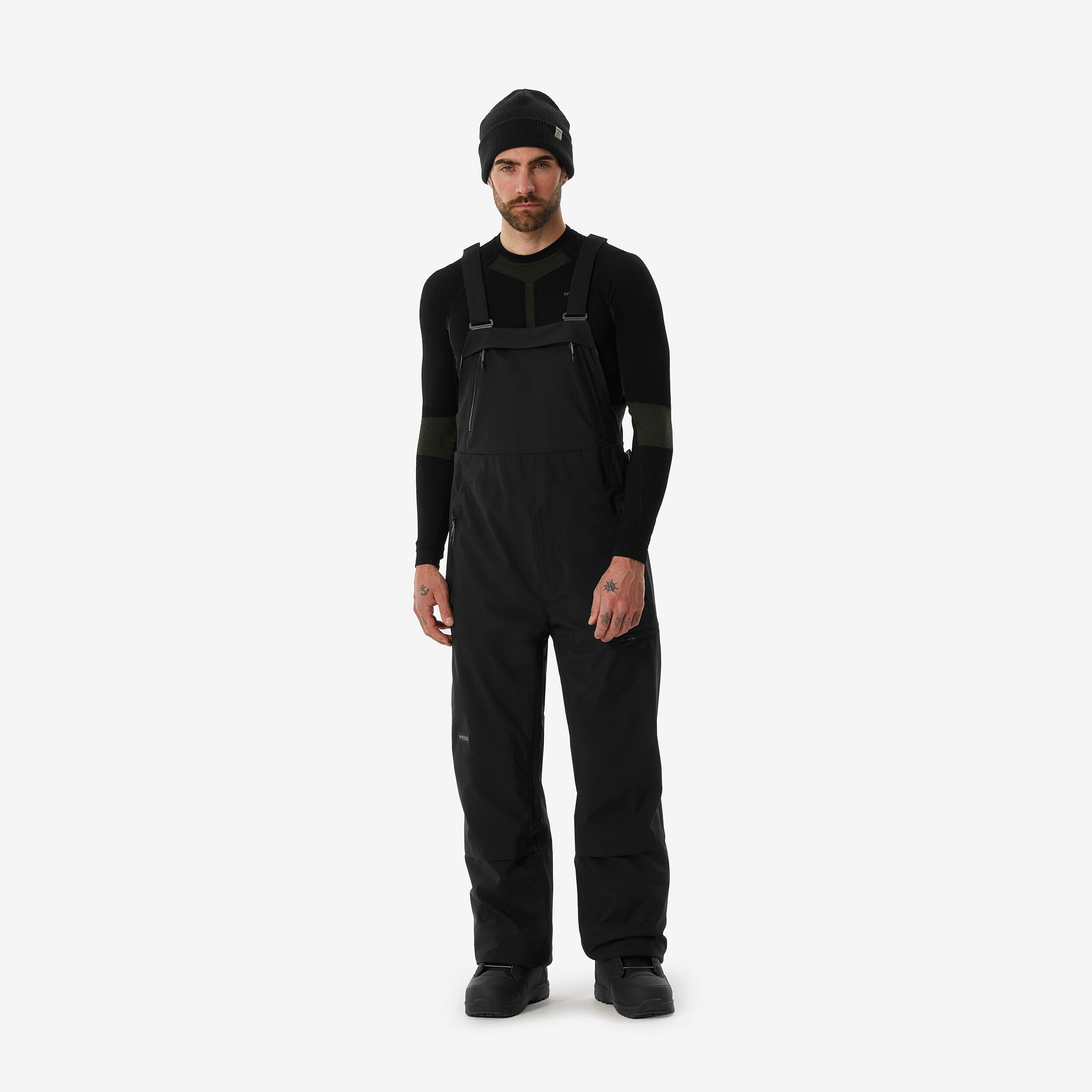 Snowboardhose Latzhose Herren wasserdicht - 900 schwarz