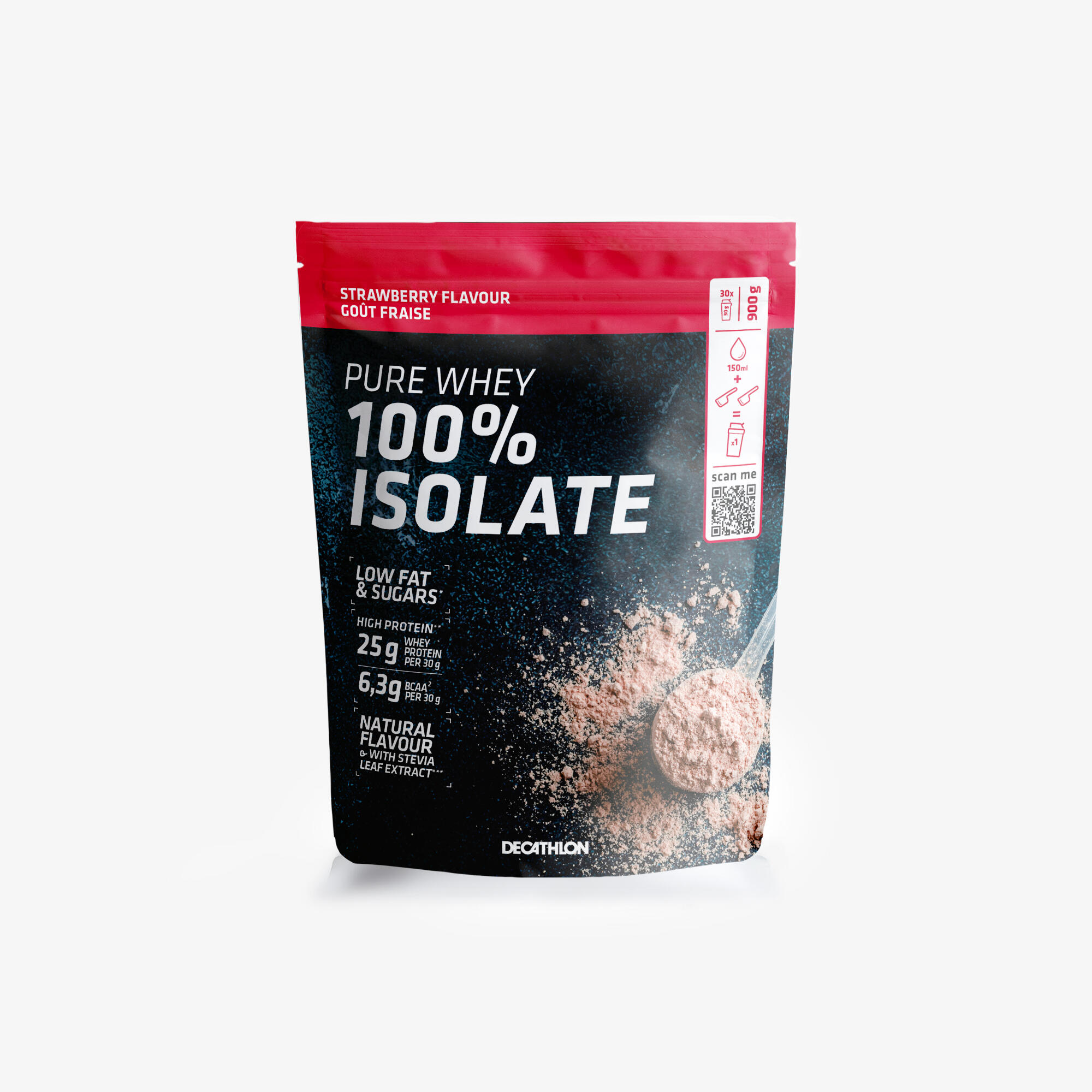 Pure Whey Protein Getränkepulver 100 % Isolate Erdbeer 900 g