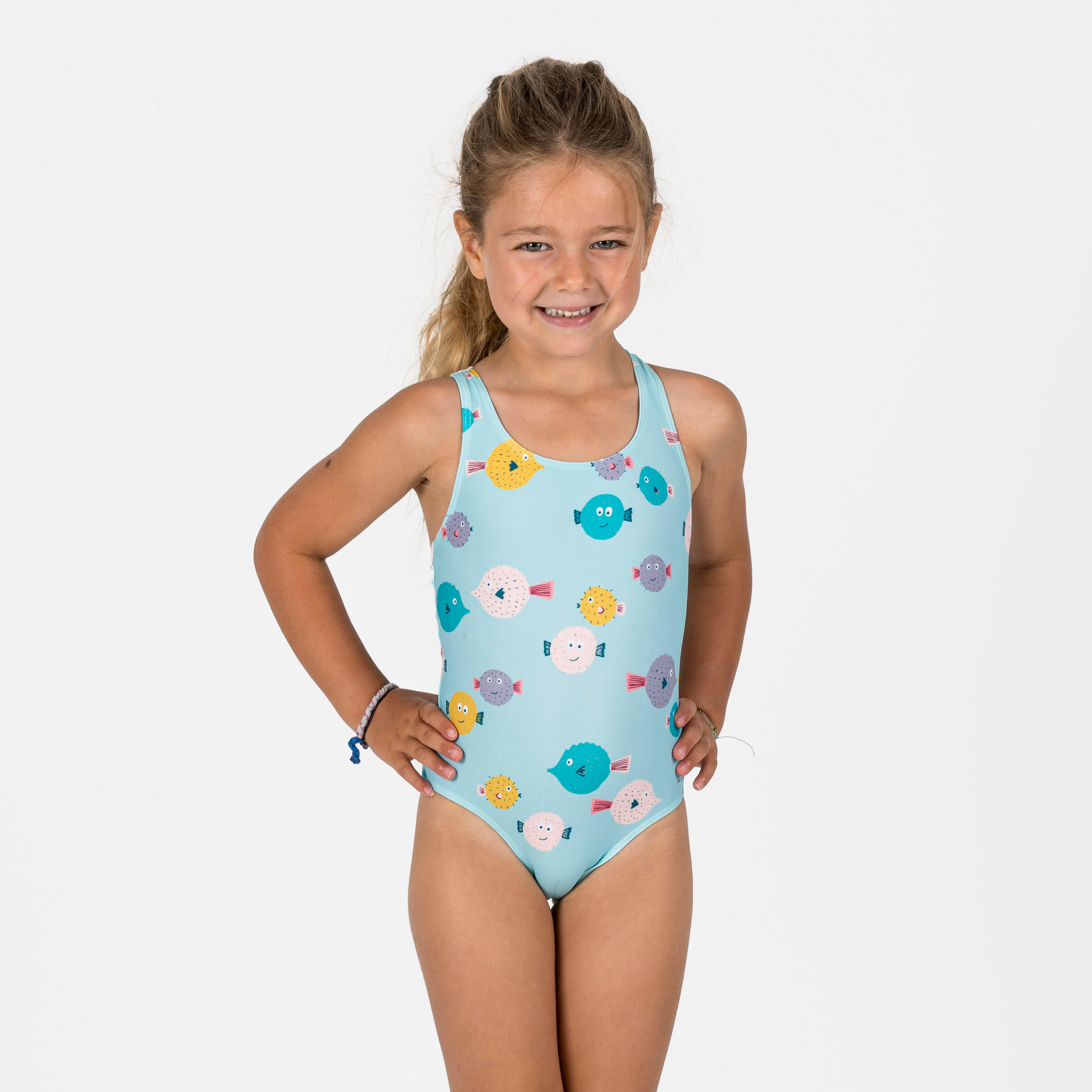 Badeanzug Baby- Print Fische blau