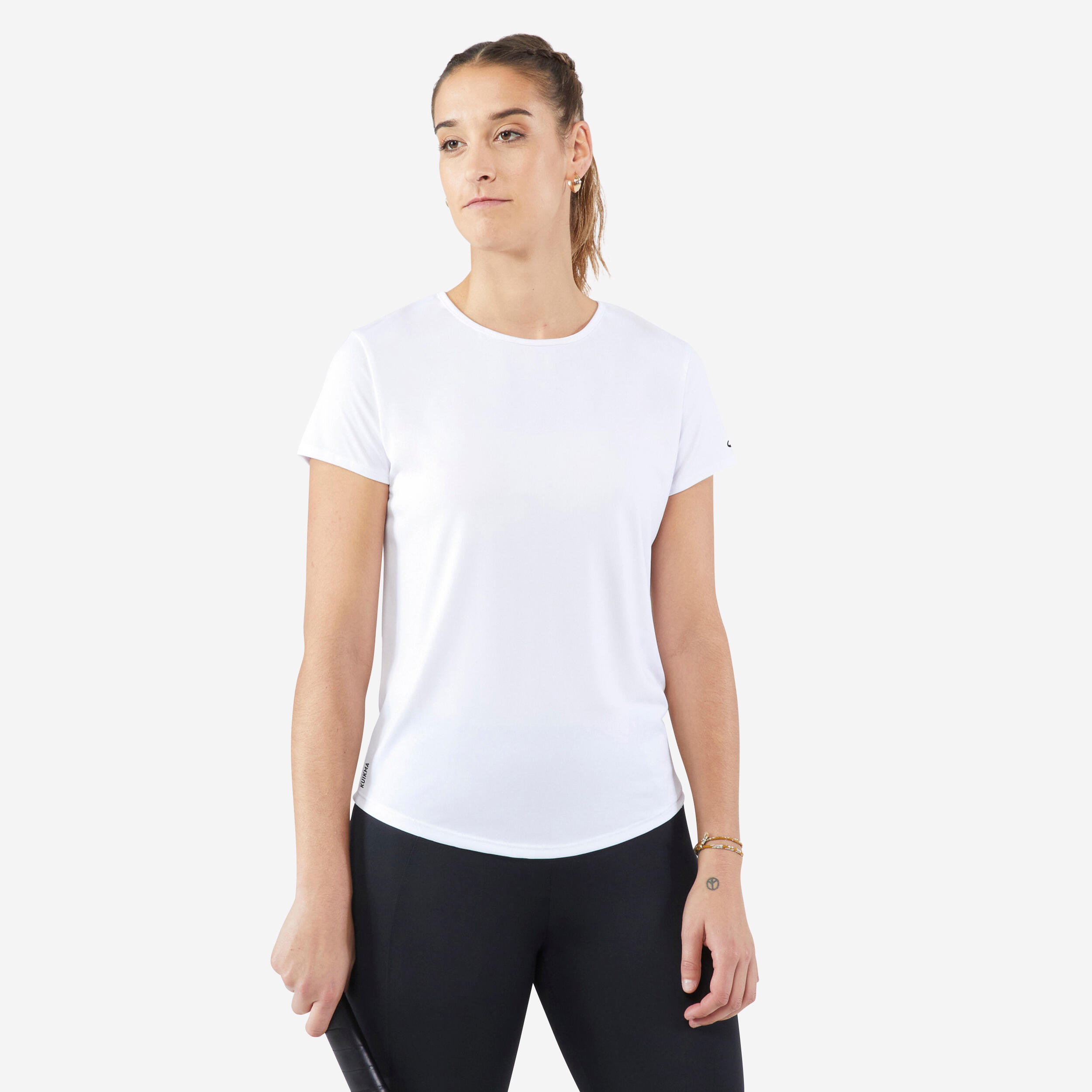 Damen T-Shirt Tennis Rundhals - Essentiel 100 weiss