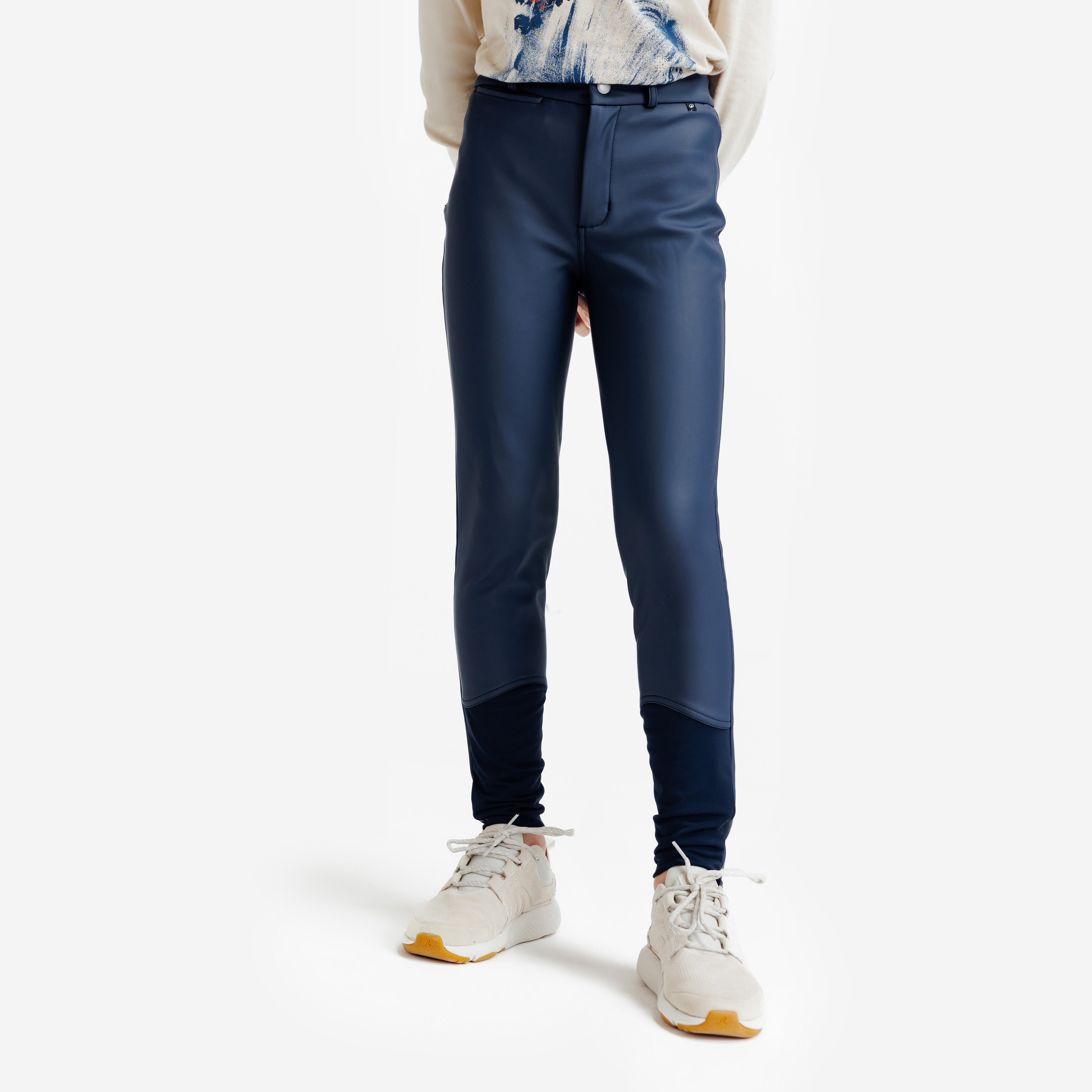 Winter-Reithose Kipwarm wasserabweisend Vollbesatz Full Grip Kinder marineblau