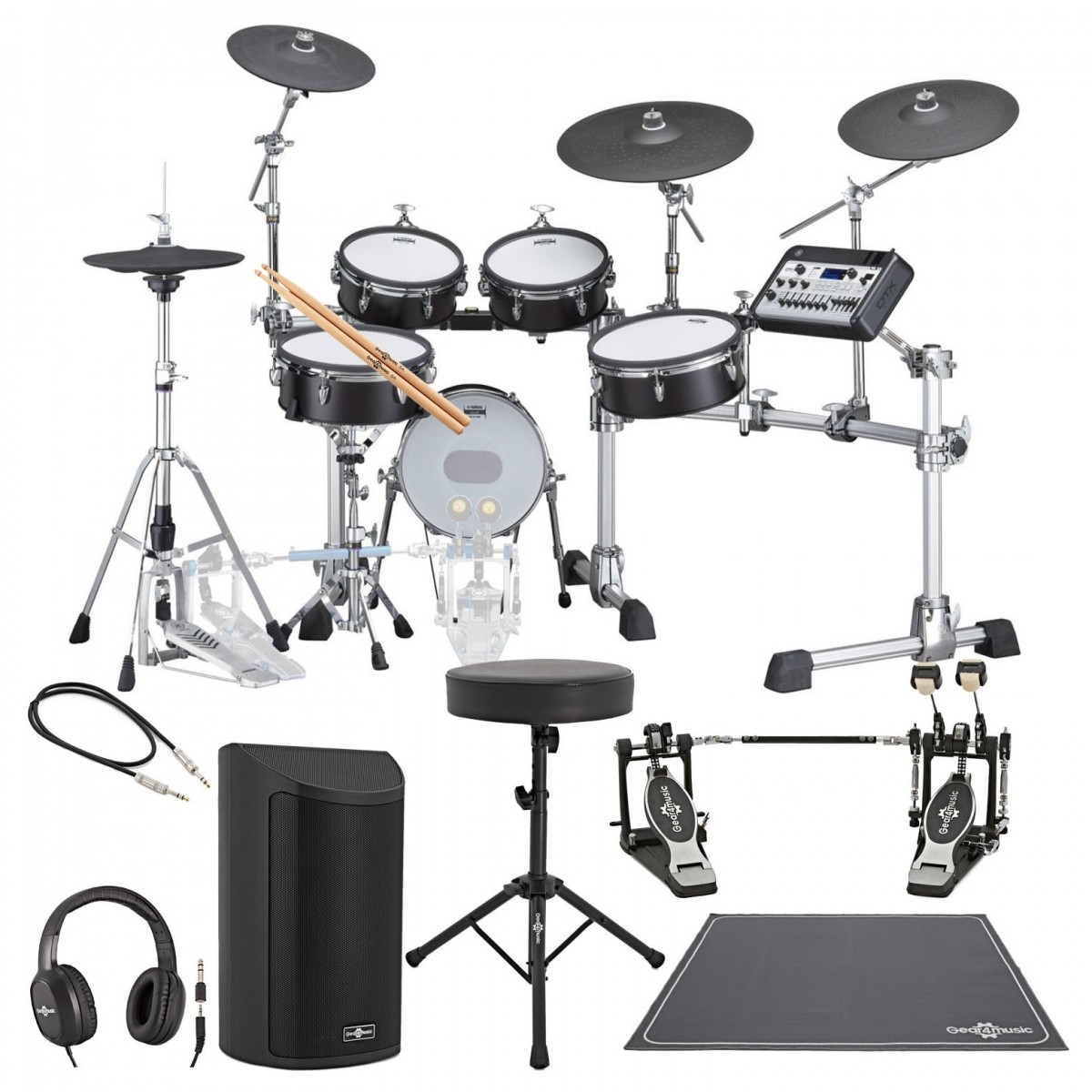 Yamaha DTX10K-M E-Drums mit Doppelfußmaschine Komplett-Bundle