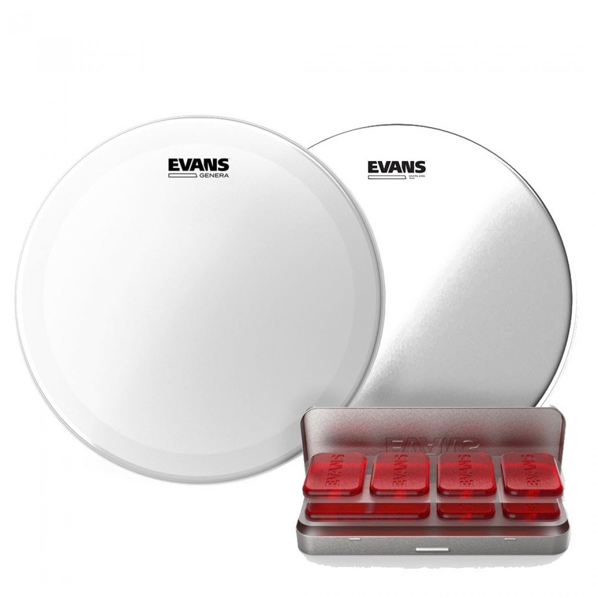 Evans Genera Beschichtetes Snare Schlagzeugfell Hazy 300 & EQ PODS Pack 14