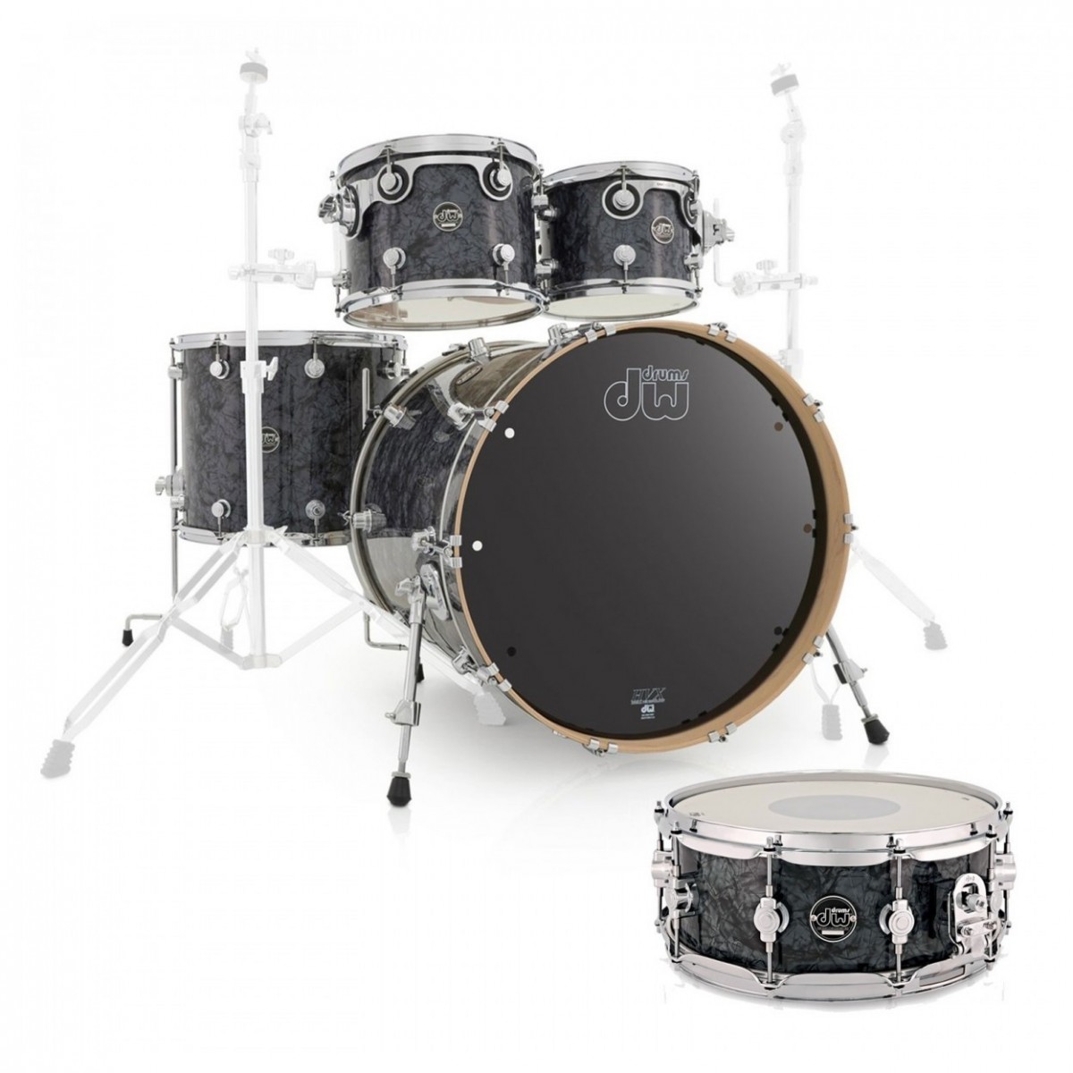 DW Drums Performance Series 5 Piece Shell Pack w/Snare Black Diamond