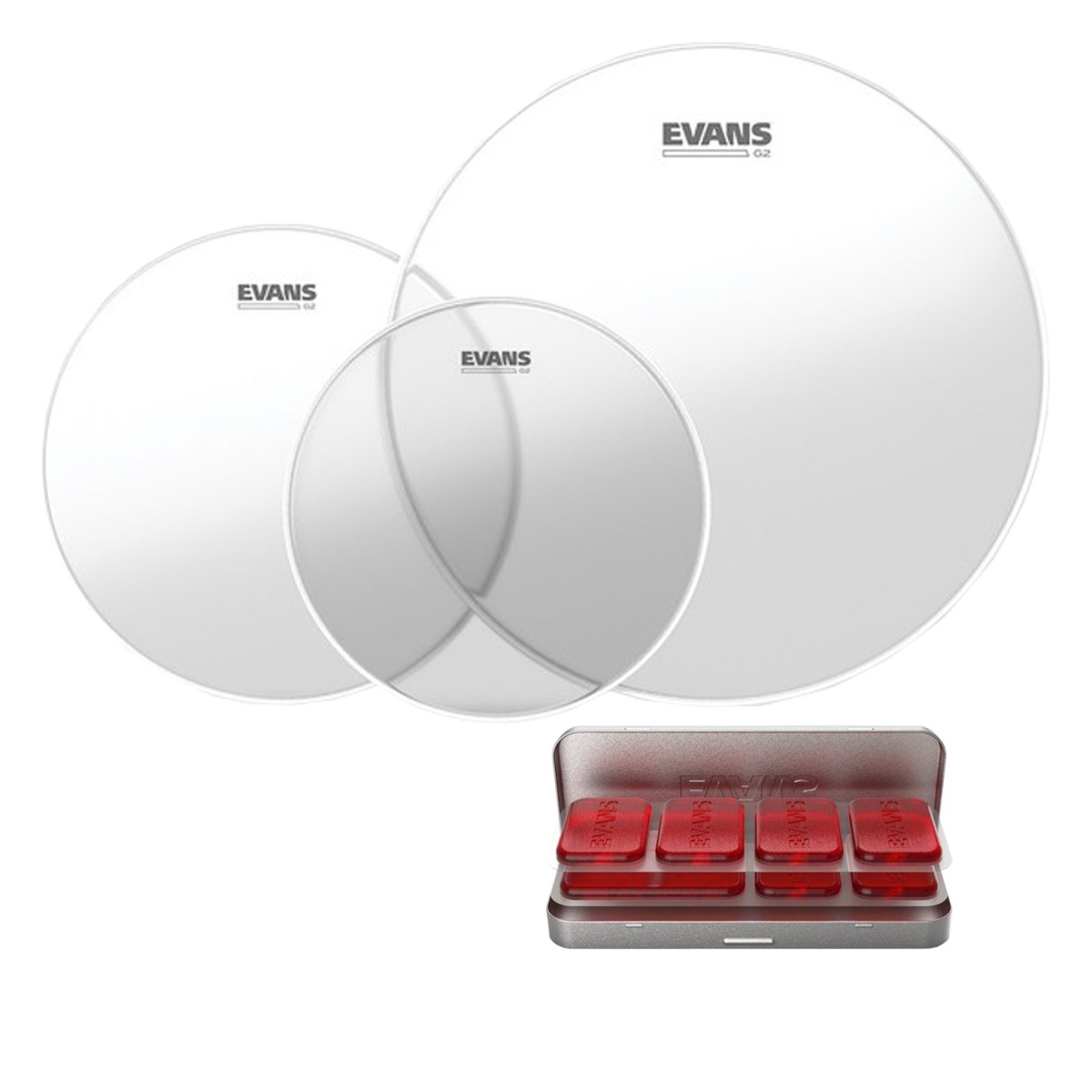 Evans G2 Clear Standard Tom Pack 12 13 16 Heads & EQ PODS Pack