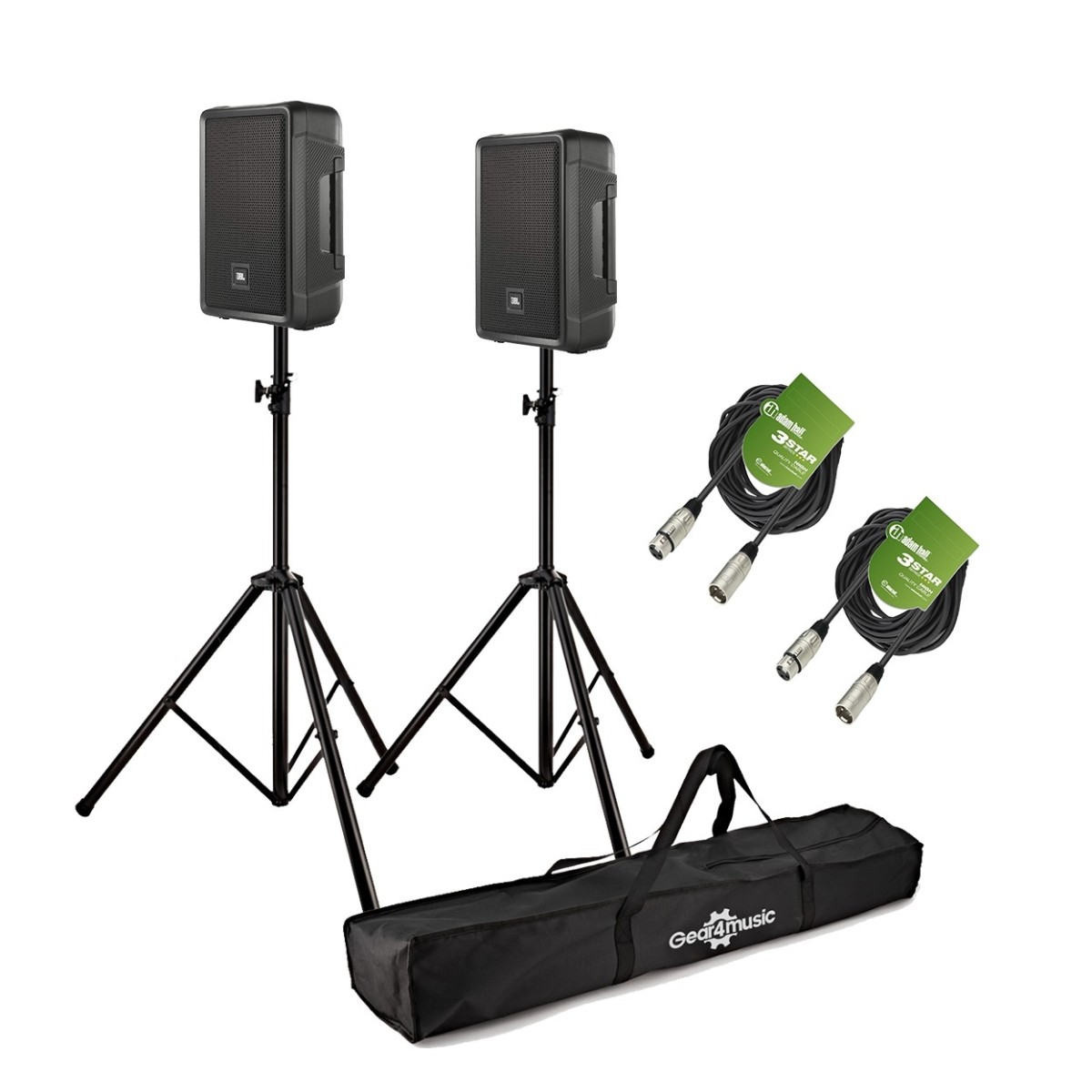 JBL IRX108BT 8' Aktiv-PA-Lautsprecher-Bundle mit Ständern und Kabeln