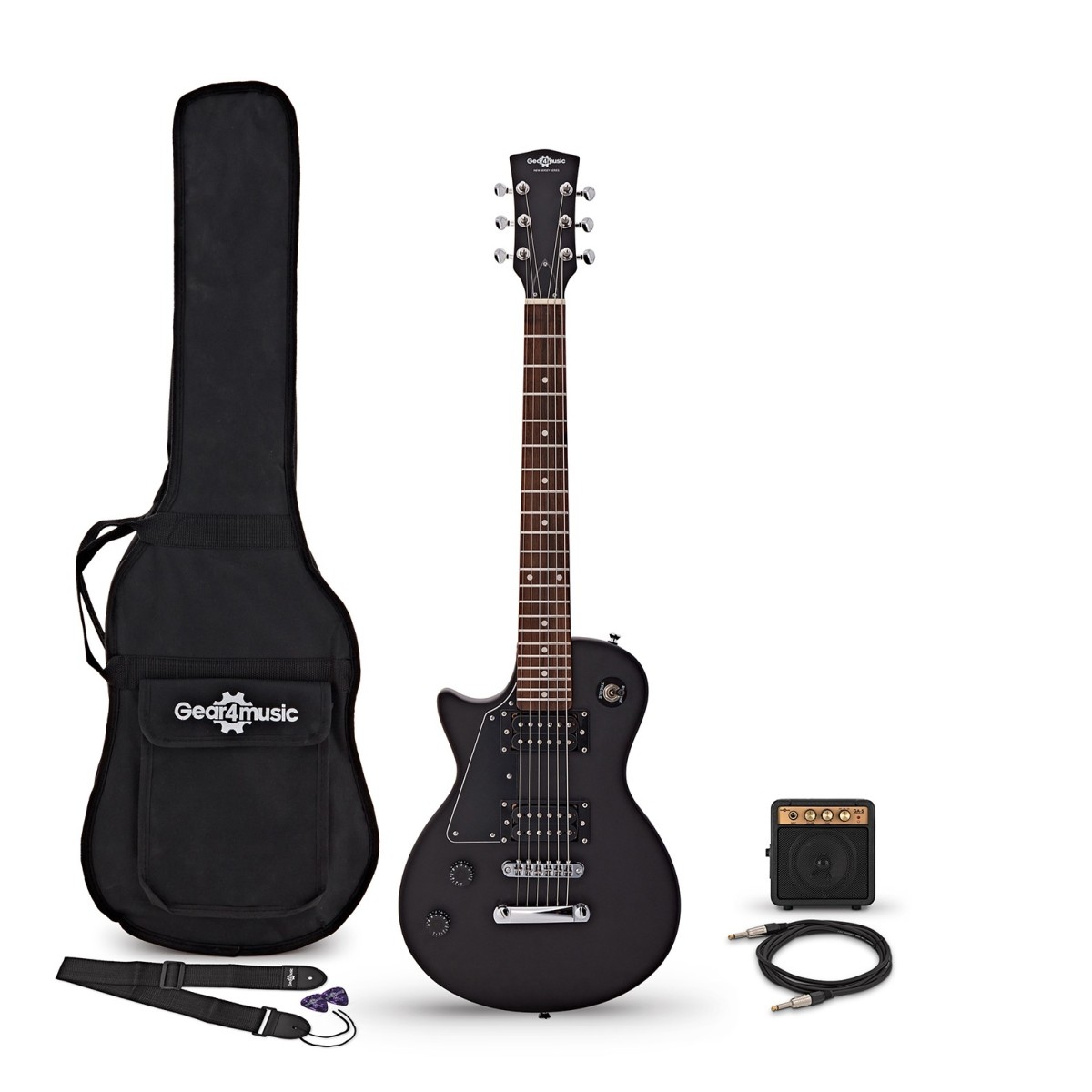 3/4 New Jersey Linkshändige E-Gitarre schwarz Mini Gitarre Amp Pack