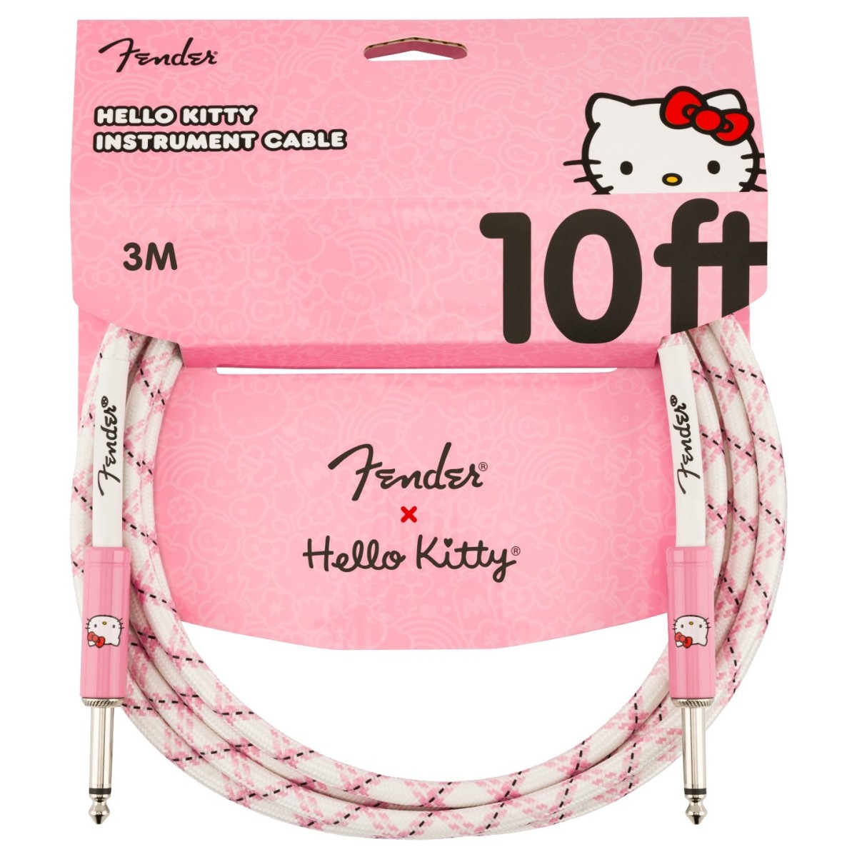 Fender Hello Kitty weiß/rosa gewebtes Kabel 10