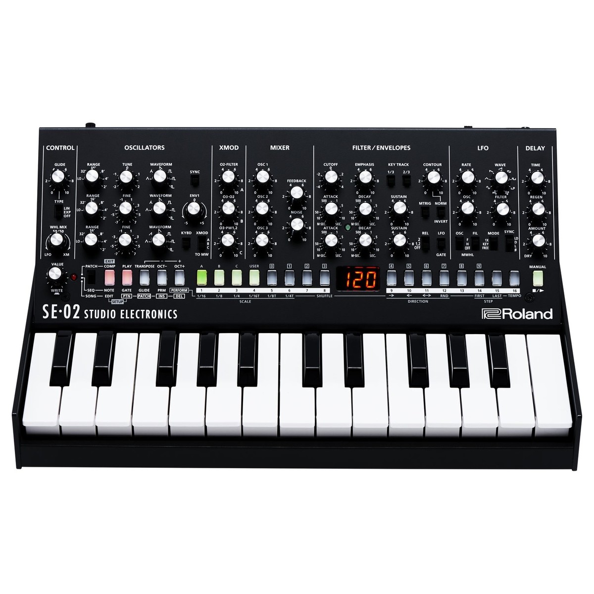 Roland SE-02-Analogsynthesizer mit Roland K-25m-Tastatur