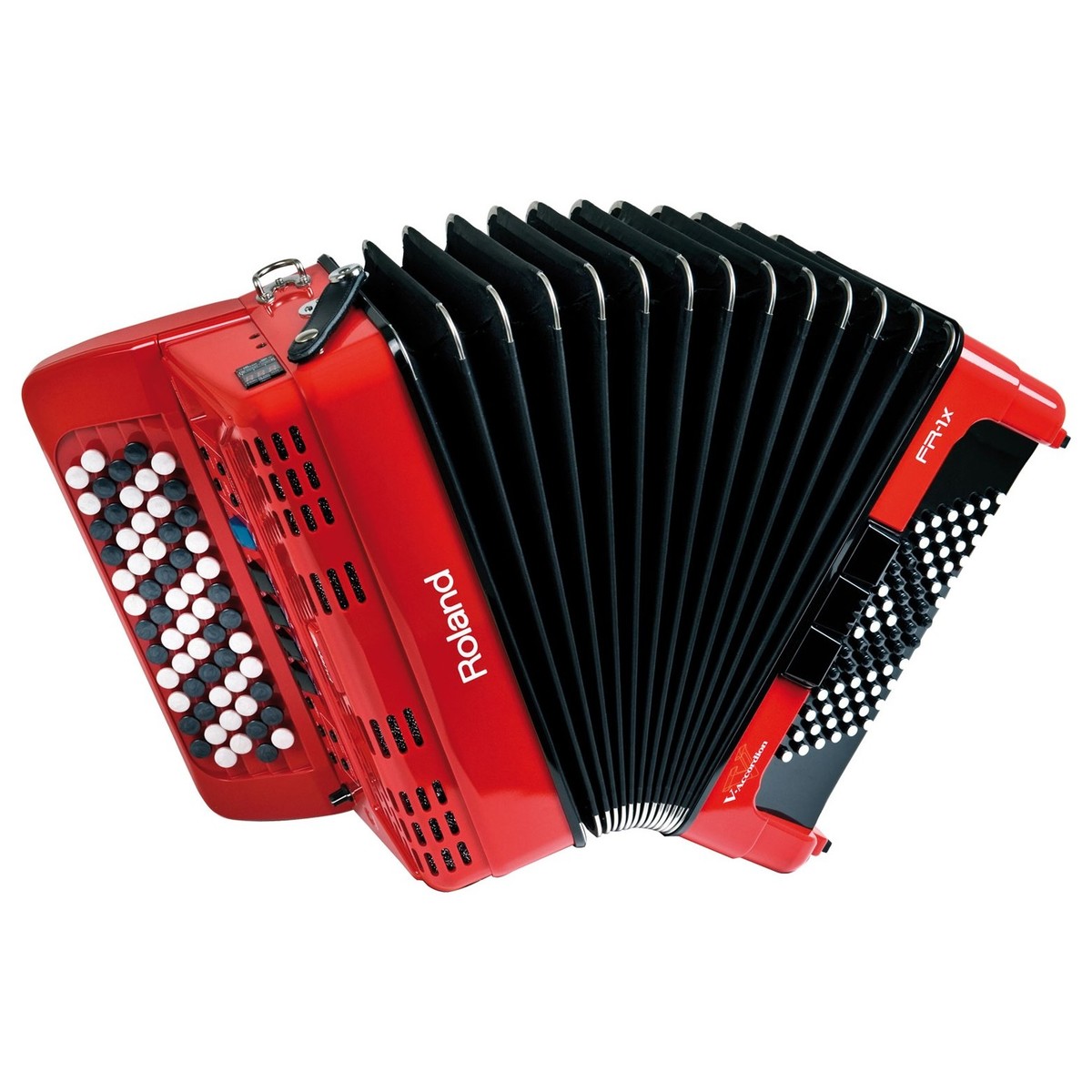 Roland FR1X Kompaktes Knopfgriff-Akkordeon V-Accordion mit Lautsprechern rot