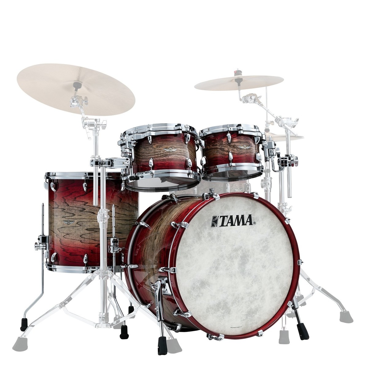 Tama Star 4-teiliges Schlagzeug-Kesselpaket Walnuss Garnet Japanese Sen Burst