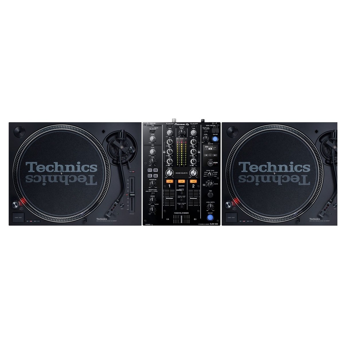 Technics SL-1210 MK7 Plattenspieler mit Pioneer DJM-DJM-450