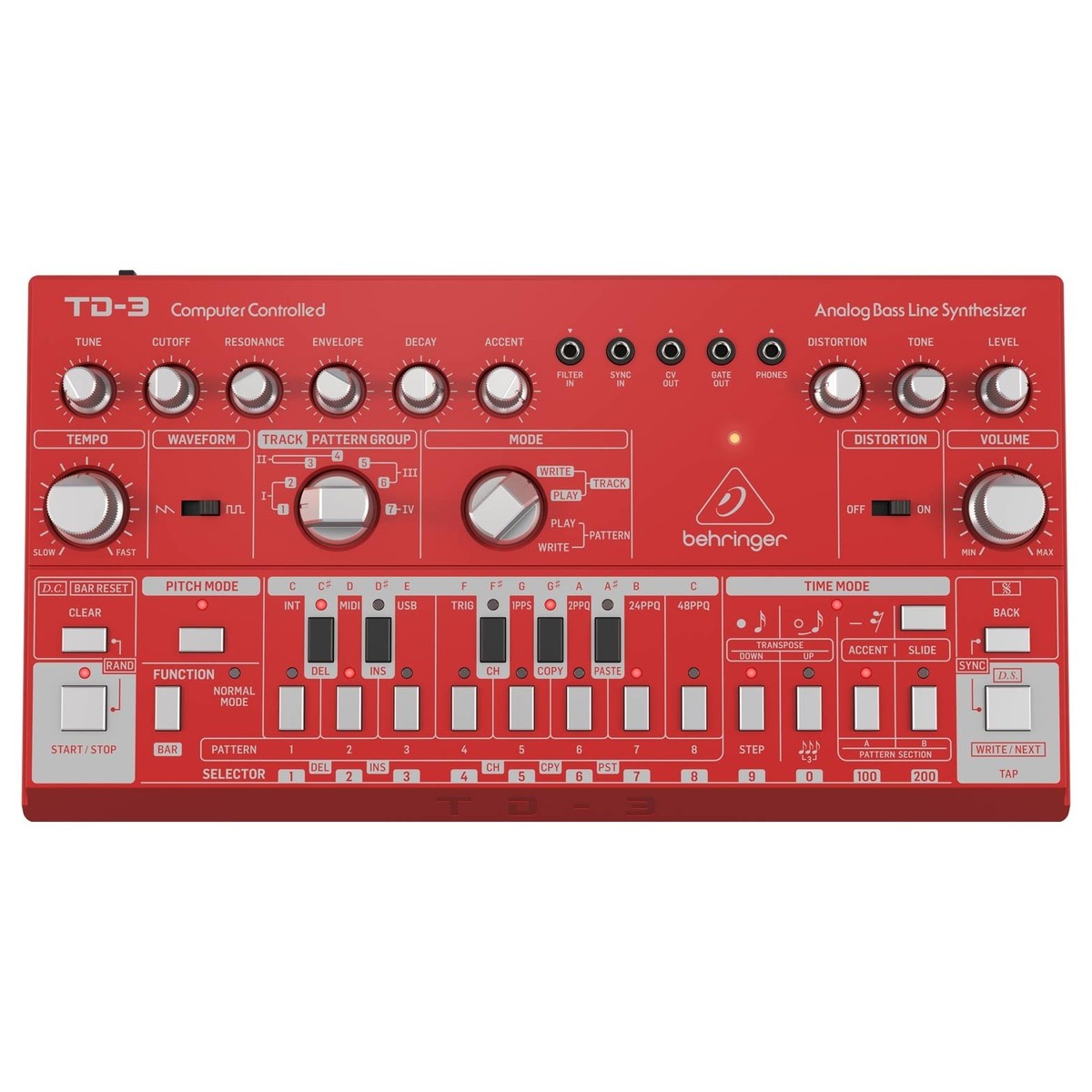 Behringer TD-3-RD Analoger Basslinie Synthesizer Rot