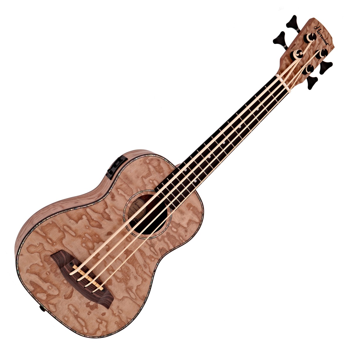 Hartwood Sonata Elektroakustische Bass-Ukulele Curly Willow