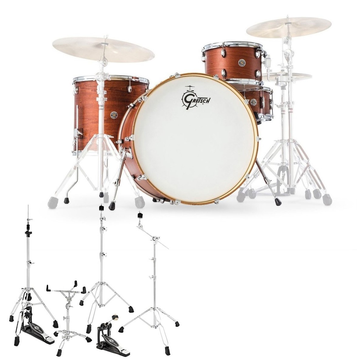 Gretsch Catalina Club Rock 24'-Schlagzeug mit Hardware Satin Walnuss Glaze