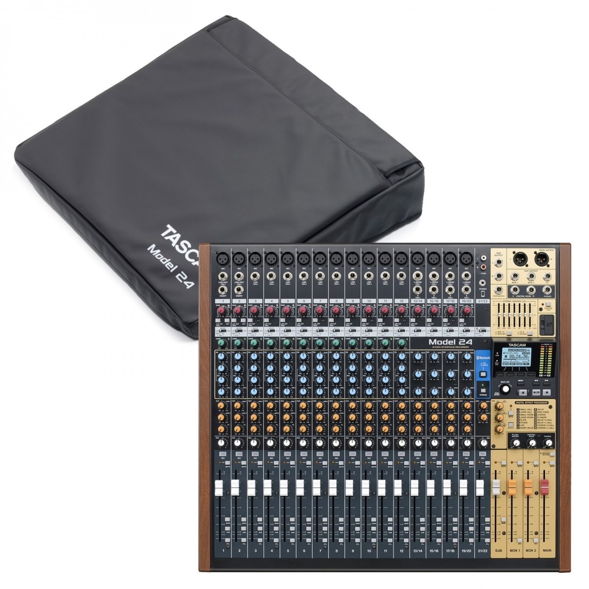 Tascam Analoges Mischpult Modell 24 mit Staubschutzhaube AK-DC24