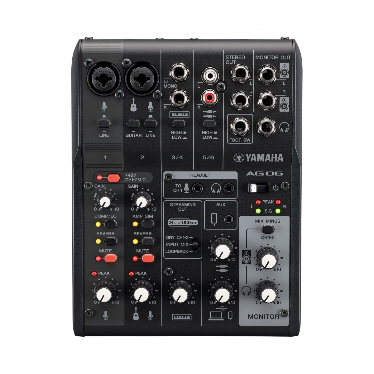 Yamaha AG06 MK2 6-Kanal-Mischpult mit USB-Interface schwarz