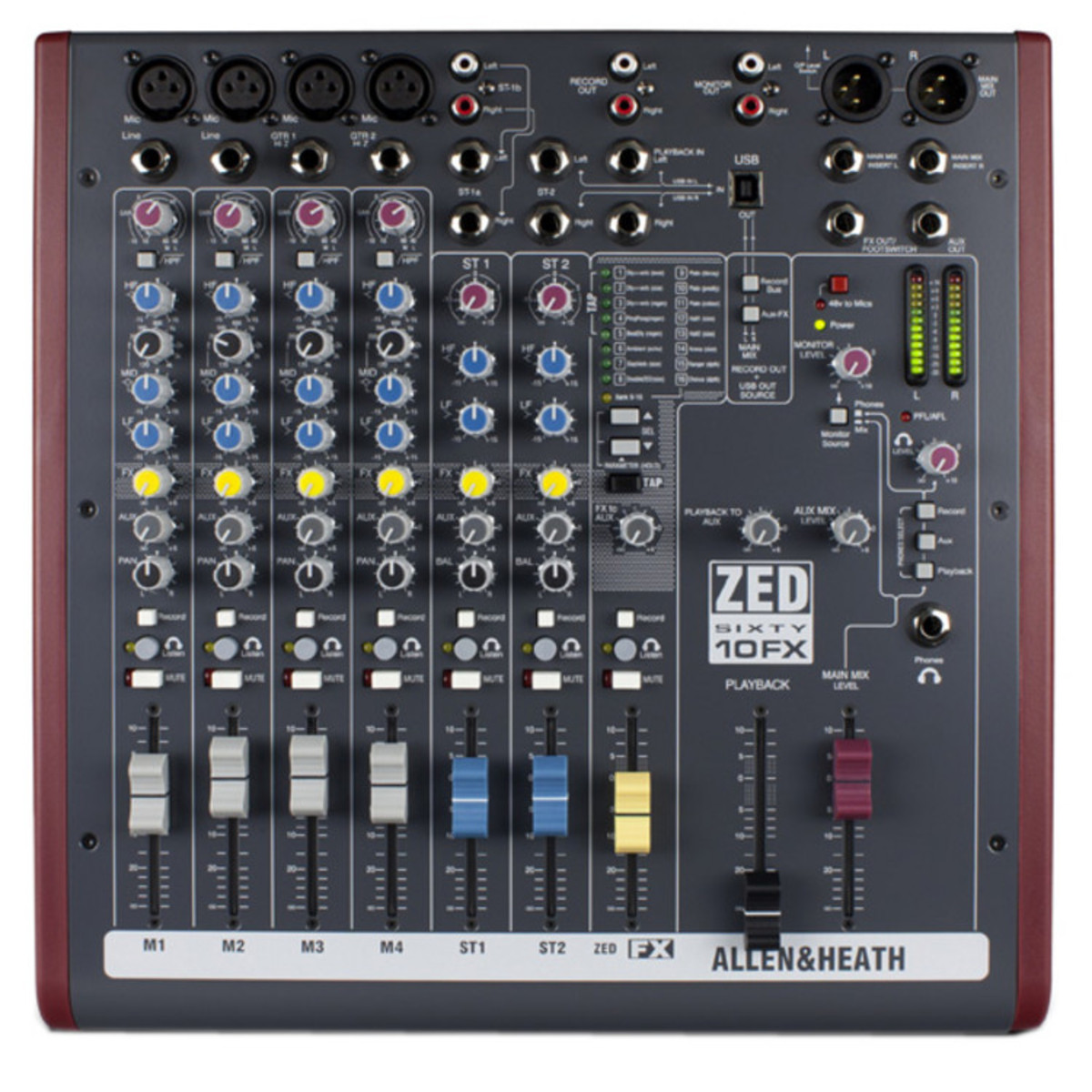 Allen & Heath ZED60-10FX Analoges Mischpult mit USB
