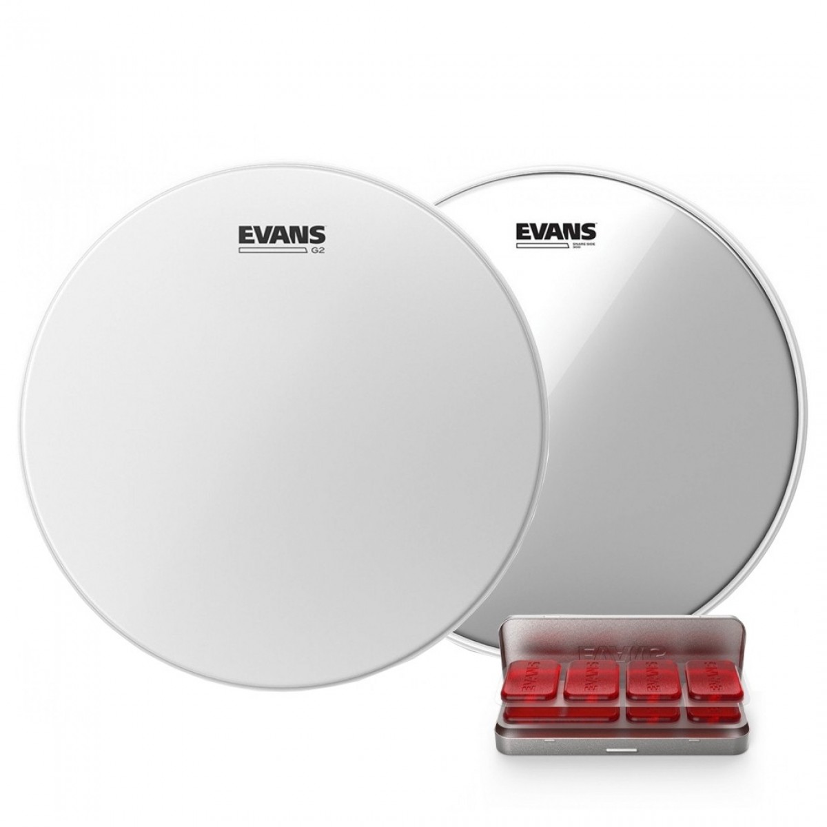 Evans G2 Beschichtetes Snare Schlagzeugfell Hazy 300 & EQ PODS Pack 14