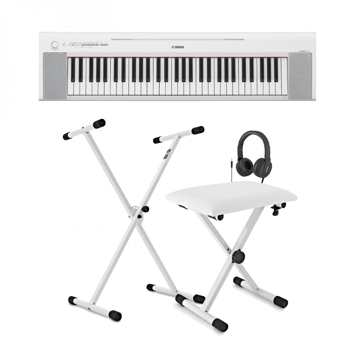 Yamaha Piaggero NP15 Tragbares Keyboard Paket Weiß