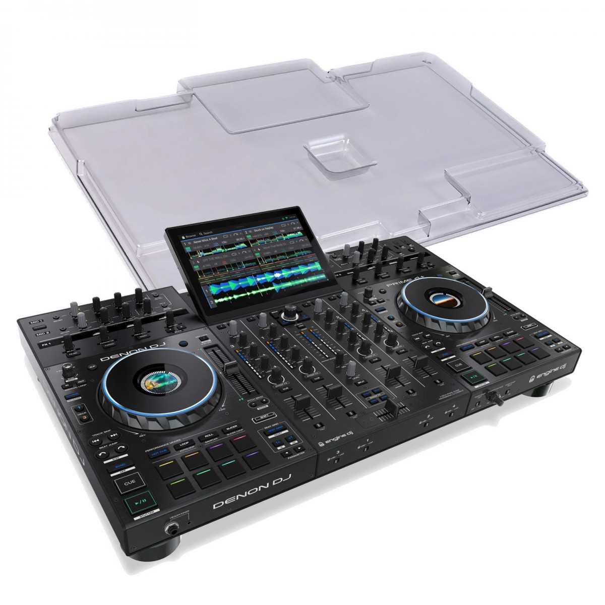 Denon DJ Prime 4+ Standalone DJ Controller mit Decksaver Abdeckung